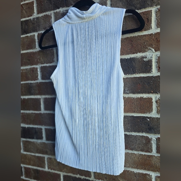 NWOT Express White Sleeveless Pleated Wrap Blouse - Picture 7 of 12